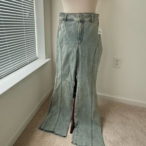 Free People High Rise Flared Jeans - Light Blue
